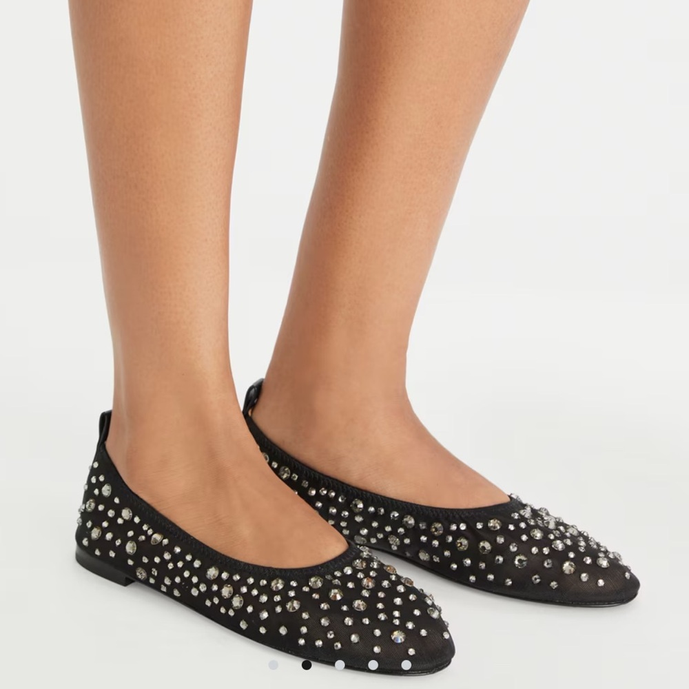 Tory Burch Crystal Ballets Black Flats Size 7M